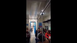 Rat spotted running along handrail inside train in Buenos Aires, Argentina