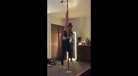 Cat joins owner's pole dancing practice and steals the show
