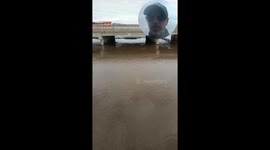 Rapidly Rising Water and Ice Crashing Into Broad Street Bridge