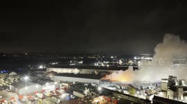 Drone footage shows firefighters tackling blaze at recycling centre in Ilkeston