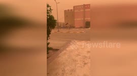 Iraq sandstorm turns sky orange and reduces visibility