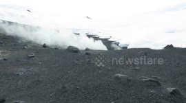 Smoke and sulfur emerge from volcano in Russia