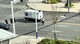 Elderly man takes on AI by using traffic cones to block delivery bots path