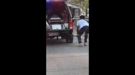 Brave medic yanks snake out of ambulance's muffler
