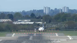NAIL-BITING moment pilots almost crash at Birmingham's BHX Airport during strong 50mph crosswinds