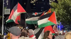 Palestine protesters hold rally outside leaders debate in Parramatta, Australia