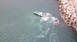Stranded fisherman rescued off the coast of Valencia, Spain