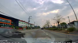 Speeding car crashes onto passing pickup truck