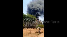 India: Passenger Bus Catches Fire on Highway in Pune District