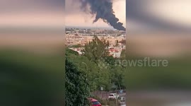 Fire erupts at recycling centre fanned by winds in Almeria, Spain