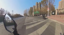 Motorcyclist knocks rider off bike in rear-end collision