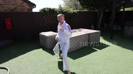 Karate world champion tackles hapless 'wannabe thieves' outside his home