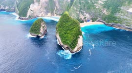 Aerial Drone View of Nusa Penida's Coastline Stunning Cliffs and Turquoise Waters – Bali, Indonesia Landscape