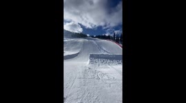 Ski jump fail at Mount Sima Ski Resort