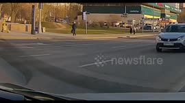 Wheel detaches from truck and hits girl on sidewalk in Moscow, Russia