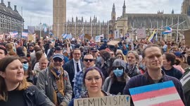 Thousands of Trans protesters pack out Parliamenr Square in protest of the recent supreme court hearing