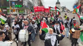 Sweden: Pro-Palestine protesters march in Stockholm against Israeli offensive in Gaza