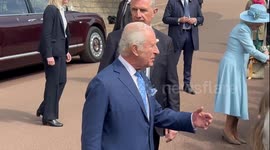 King Charles III leaves Easter Church Service in Windsor Castle