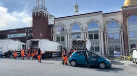 Brummies drop rubbish at mobile bin lorries while volunteers try to clean streets