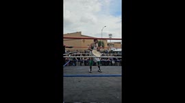 Pizza wrestler tossed dough AND opponents at the Punk Rock Museum in Las Vegas