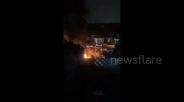 Aftermath of the bombing of Jabalia Municipality Garage in northern Gaza Strip