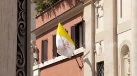 The Vatican City flag at half-mast on Easter Monday, the day Pope Francis died at the age of 88 in Rome.