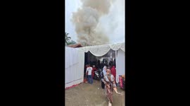 Wedding guests flee as fire erupts behind marquee