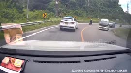 Tourist crashes rented motorcycle over barrier down hillside in Thailand
