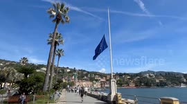 Italy: Flags at half-staff in Italy’s Santa Margherita Ligure following Pope Francis’s death
