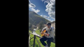 Musician Interrupted When Fence Breaks
