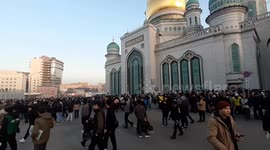 Russia: Muslims in Moscow gather for Eid al-Fitr prayer