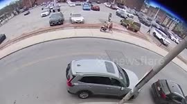 Manhole explodes just seconds after pedestrians walk past in New York