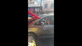 Woman punches driver who crashed into diners at Los Angeles restaurant