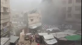 Israeli forces carry out airstrikes on a police outpost in the Jabalia market in the northern Gaza Strip