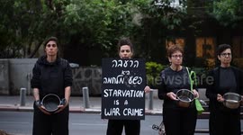 Israel: Israelis stage silent protest in Tel Aviv over government's starvation policy in Gaza