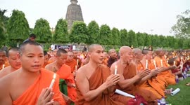The Buddhist monks pay tribute to victims in Bihar’s Bodh Gaya, Northern India
