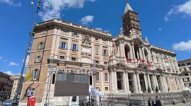 Italy: Crowds gather outside Santa Maria Maggiore for broadcast funeral of Pope Francis