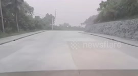 Bulusan Volcano ash obscures roads after eruption in the Philippines