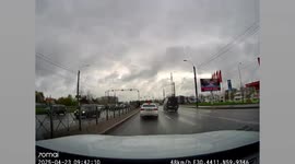 Taxi driver's lightning-fast reflexes save pedestrian who fell into road