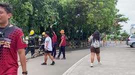 Firefighter accidentally sprays high-pressure water onto instructor's face