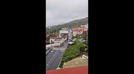 Moment rally driver crashes into building seeing it collapse
