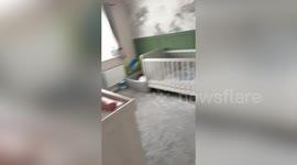 Adorable moment baby can't stop laughing at dad's bedtime tricks