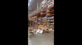 Pallet of Products Fall From Top Shelf