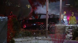 US, Los Angeles: Claremont Tesla Catches Fire After Crashing Into Tree At High Speed 2 Fatalities Sound On Tape