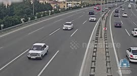 Azerbaijan: CCTV captures dramatic multiple-vehicle collision in Azerbaijan