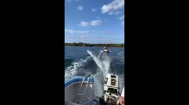 Fun-filled boat trip turns chaotic after the engine detaches and falls into the water