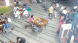 Waiter spills boiling soup over himself to avoid scalding children