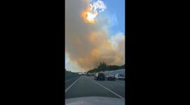 Wildfire smoke towers over highway in South Korea