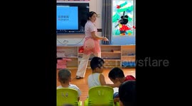 Chinese kindergarten teacher gives class on how to wipe after going to toilet