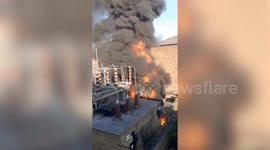 Dramatic close-up footage shows scale of London substation blaze